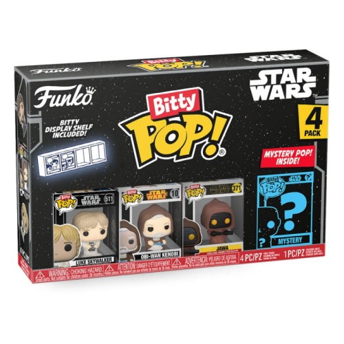 STAR WARS Bitty Funko Pop 4 Pack 2.5cm LUKE SKYWALKER OBI-WAN  jAWA