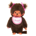 MONCHHICHI - Girl Pink & White Bib - Pluszak 20cm