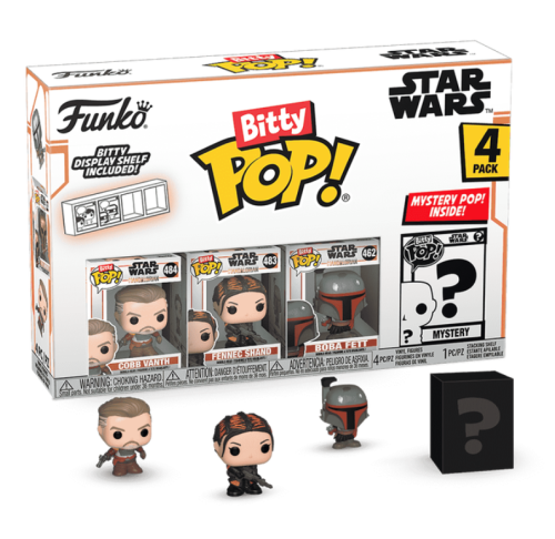 THE MANDALORIAN Bitty Funko Pop 4 Pack 2.5cm Star Wars Marshal Cobb Vanth Fennec Shand Boba Fett