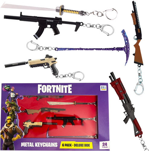 FORTNITE BRONIE FIGURKI METALOWE ZBIERAKI KARABIN PISTOLET SHOTGUN