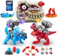 Smashers Dino Island T-Rex Battles ZURU, Blue Triceratops, 50+ Surprises Boys Collectible Dinosaur T-Rex Triceratops