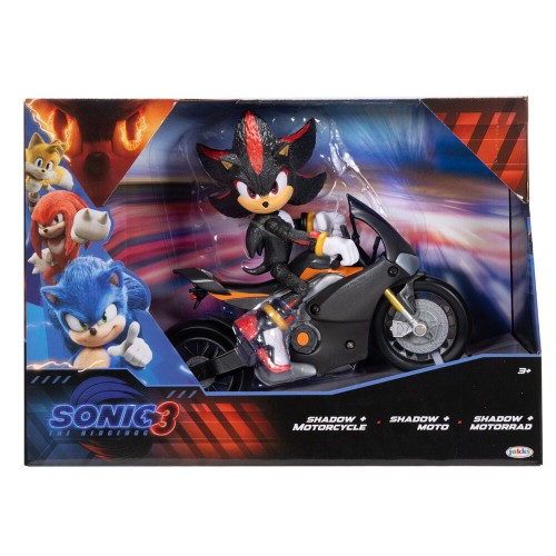 SONIC 3 THE HEDGEHOG FIGURKA SHADOW + CZARNY MOTOCYKL ZESTAW RUCHOME KOŁA