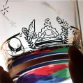 HOWL'S MOVING CASTLE - Howl and Sophie - Engraved glass 8x8x8.9cm