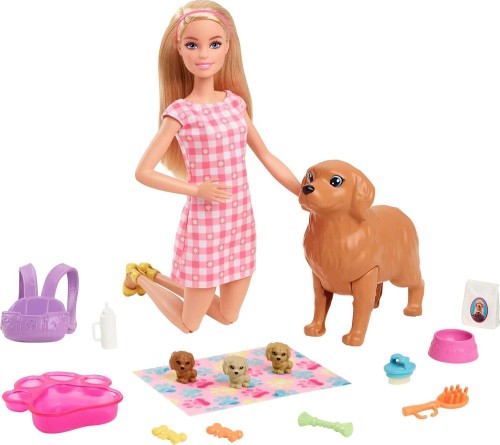 Barbie Narodziny piesków Zestaw + lalka HCK75 Lalka pieski