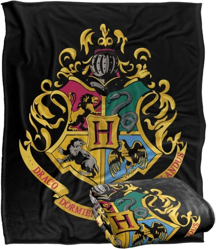 HARRY POTTER Silky Touch super miękki koc narzuta, 152 x 127 cm Herby