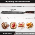 Nóż do chleba KUOGAS z ząbkowanym ostrzem ze stali nierdzewnej 26cm drewno