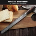 Nóż do chleba KUOGAS z ząbkowanym ostrzem ze stali nierdzewnej 26cm drewno