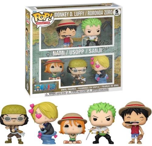 Funko POP! ONE PIECE Straw hat pirates 5PK (BF) Monkey D. Luffy, Roronoa Zoro, Nami, Usopp and Sanji.
